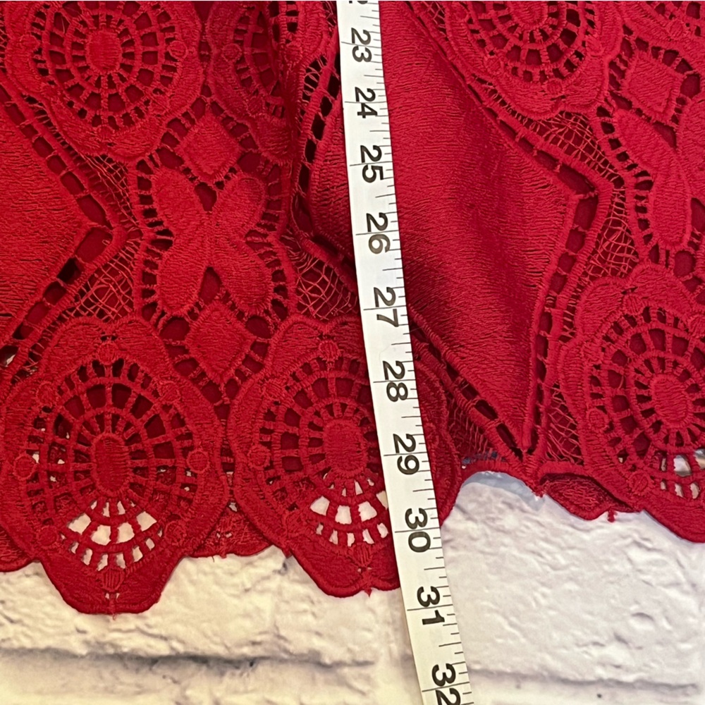 Maeve Anthropologie Red Lace Summer Moon Dress Womens  Strappy babydoll 12 - Picture 5 of 6